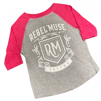 Toddler Baseball Tee – Vintage Heather/ Vintage Hot Pink